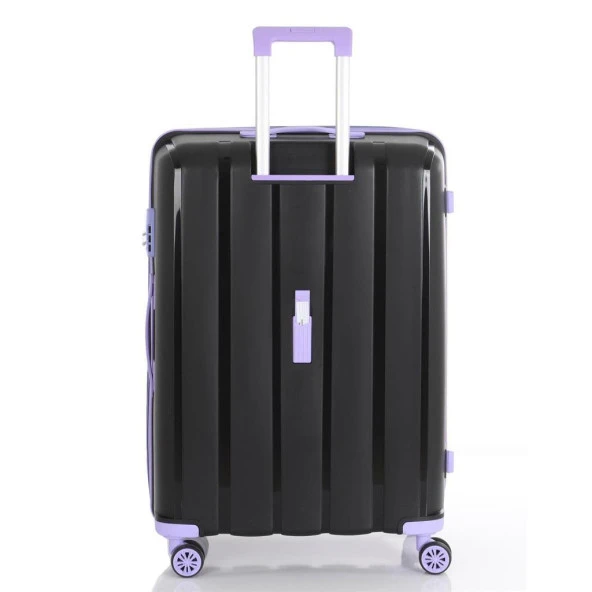 MÇS 3lü Set Kırılmaz Silikon Seyahat Valizi Bavulu V305 Siyah Lila - Resim 4