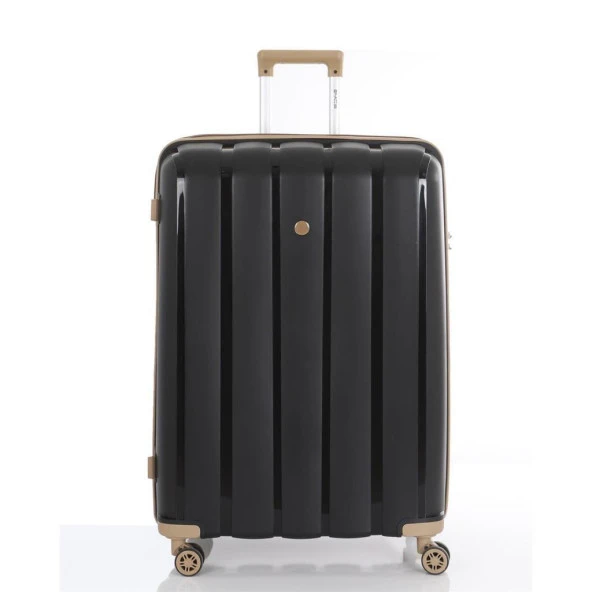 MÇS 3lü Set Kırılmaz Silikon Seyahat Valizi Bavulu V305 Siyah Şampanya - Resim 2
