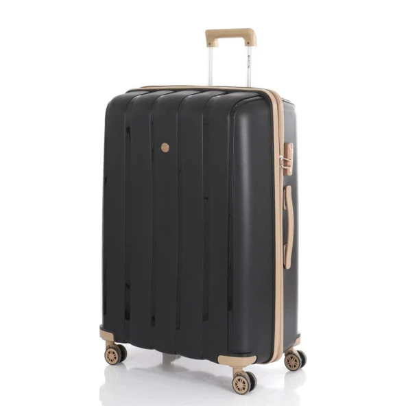 MÇS 3lü Set Kırılmaz Silikon Seyahat Valizi Bavulu V305 Siyah Şampanya - Resim 5