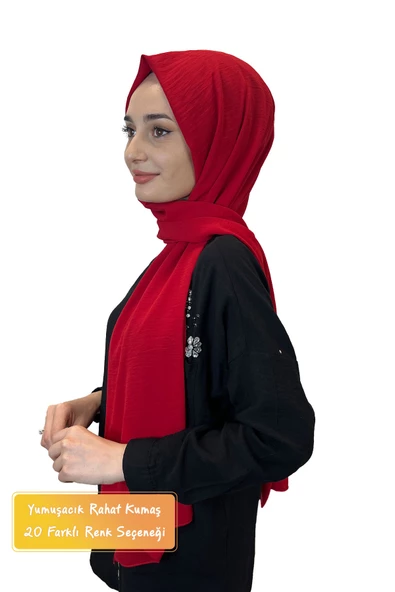 Rahat Kırışmaz Cazz Şal, Yumuşak, Tok Duruşlu Kolay Şal 01000  KIRMIZI ürün görseli