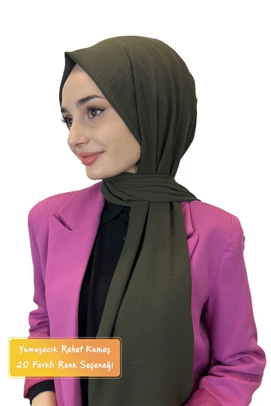 Rahat Kırışmaz Cazz Şal, Yumuşak, Tok Duruşlu Kolay Şal 01000  HAKİ ürün görseli