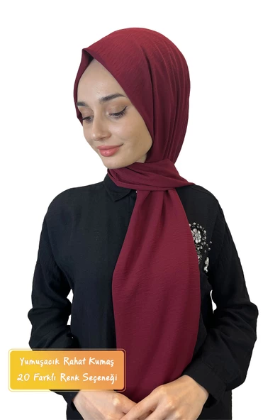 Rahat Kırışmaz Cazz Şal, Yumuşak, Tok Duruşlu Kolay Şal 01000  BORDO ürün görseli