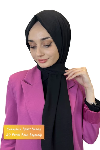 Rahat Kırışmaz Cazz Şal, Yumuşak, Tok Duruşlu Kolay Şal 01000 SİYAH