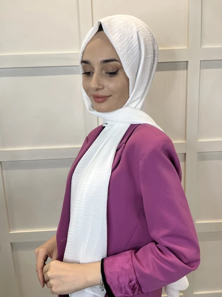 Rahat Kırışmaz Cazz Şal, Yumuşak, Tok Duruşlu Kolay Şal 01000  KIRIK BEYAZ - Resim 3