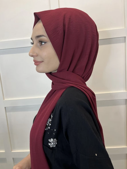 Rahat Kırışmaz Cazz Şal, Yumuşak, Tok Duruşlu Kolay Şal 01000  BORDO - Resim 3