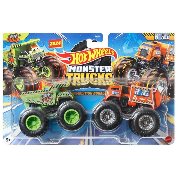 FYJ64/HWN52 Hotwheels Monster Trucks Güçlü İkili Arabalar - 1:64 GOTTA DUMP WILL IT TRASH ALL