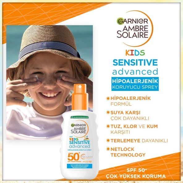 Garnier Ambre Solaire Sensitive Advanced Çocuk Sprey GKF50+ 200ML - 3