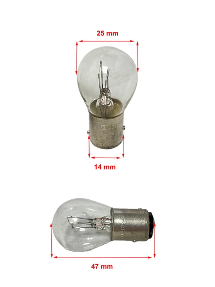 Eco 12V/21W 5W 1016 BAY15D Çift Duy, Şaşı Düz Tırnak, Fren, Stop, Sis Ampulü 10 Adet - 2