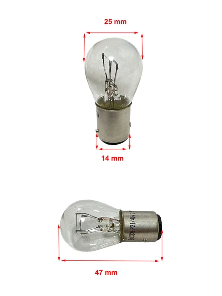 Eco 12V/21W 4W 1016 BAZ15D Çift Duy, Şaşı Yakın Tırnak, Fren, Stop, Sis Ampulü 10 Adet - 2