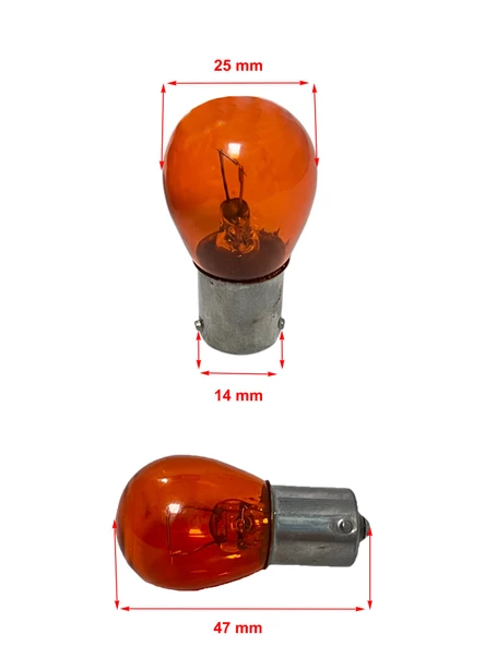 12V 21W 93 Turuncu Yakın Tırnak Sinyal ve Far Ampulü 10 Adet - 2