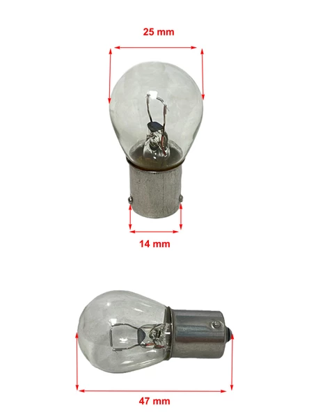 12V 21W 93 Yakın Tırnak Sinyal ve Far Ampulü 10 Adet - 2