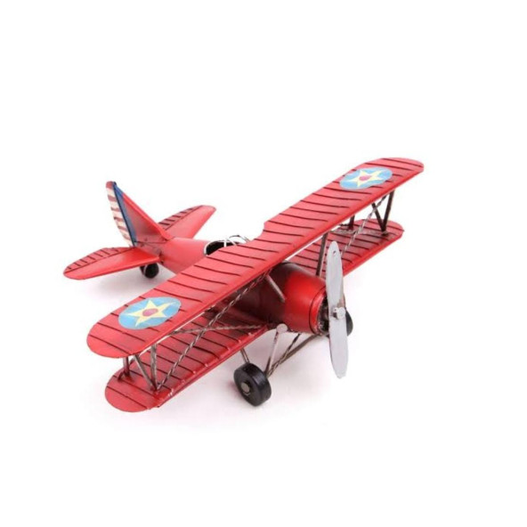 Koleksiyon Metal Uçak Çift Kanatlı Biblo Dekoratif Rustik Model - 3