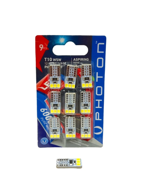 T10 W5W 12V 10SMD LED Blister Ampul 9 Adet