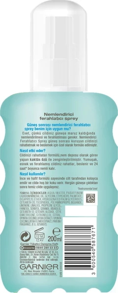 Garnier Güneş Sonrası Nemlendirici & Ferahlatıcı Sprey 200 ml - 3