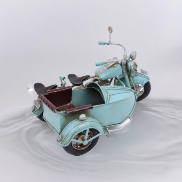 oleksiyon El Yapımı Sepetli Motosiklet Biblo Dekoratif Rustik Model - 3