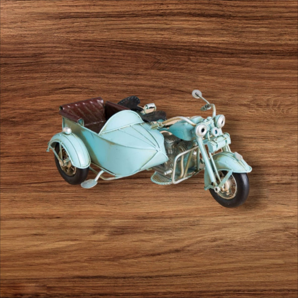 oleksiyon El Yapımı Sepetli Motosiklet Biblo Dekoratif Rustik Model - 6