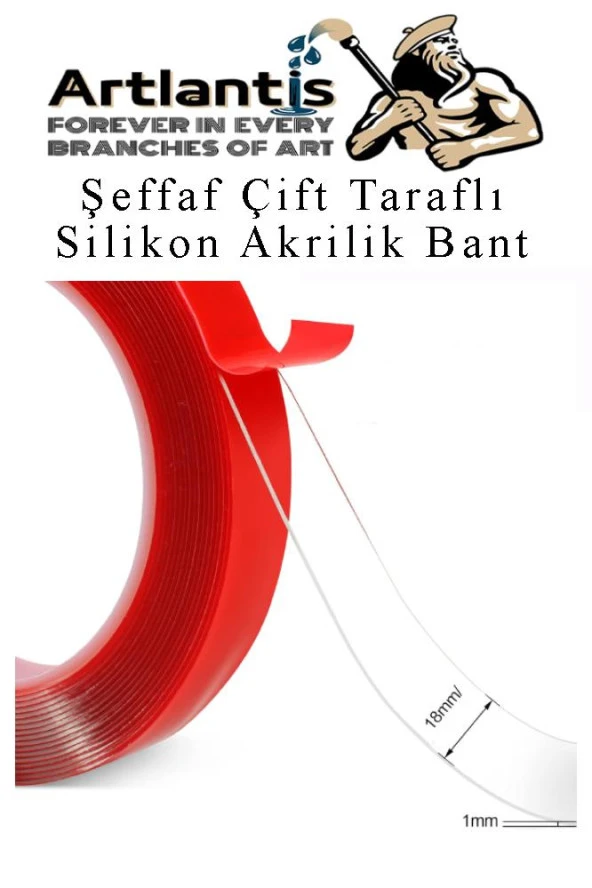 Çift Taraflı Bant Silikonlu Süper Güçlü Çivisiz Montaj Bandı 2 Adet 18mm x 2 metre Extra Yüksek Mukavemetli - 2