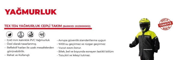 Forte Gt 1134 Motosiklet PVC Yağmurluk Cepli Alt Üst Takım 3XL Beden Mavi - 4