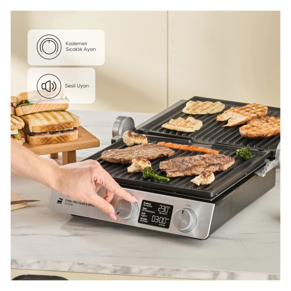 Karaca Dijital LCD Ekran 3 Ürün 1 Arada (Izgara, Tost, Barbekü) - 2