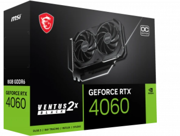 MSI GEFORCE RTX 4060 VENTUS 2X BLACK 8G OC HDMI DP 128 Bit