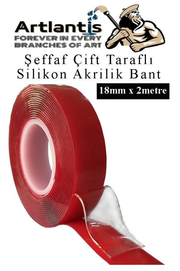 Çift Taraflı Bant Silikonlu Süper Güçlü Çivisiz Montaj Bandı ve Maket Bıçağı 1 Adet 18mm x 2 metre Extra Yüksek Mukavemetli - 2