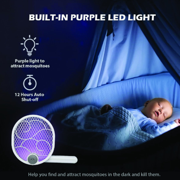 Rowenger WD-956 USB Şarjlı Katlanabilir Uv Işıklı Elektrikli Sivrisinek Öldürücü Raket Lamba - 5