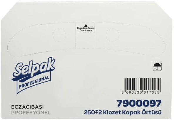 SELPAK PROFESSIONAL KAĞIT KLOZET KAPAK ÖRTÜSÜ PREMIUM 250 Lİ (KOLİ=250 Lİ x 10 PK) 7900097 1 KOLİ