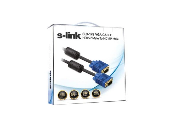 S-link VGA M/M 15 Metre Monitör Kablosu Projeksiyon Kablosu - Resim 2