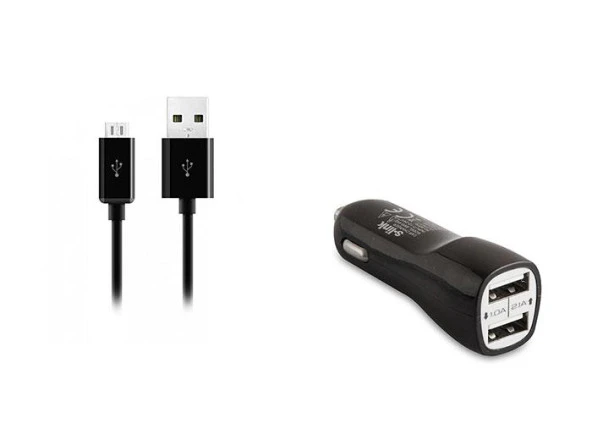 S-link 2.1 Amper Micro Usb Akıllı Telefonlar 2in1 Araba Şarjı ve Kablosu