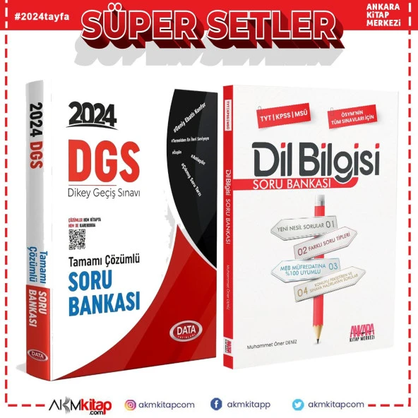 Data 2024 DGS ve AKM Dil Bilgisi Soru Bankası Seti 2 Kitap