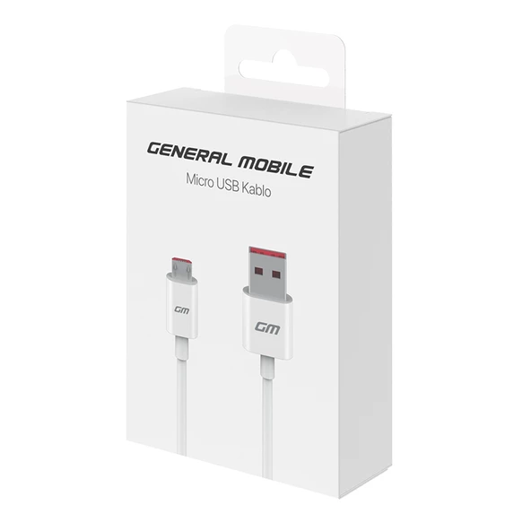 General Mobile GM 8 Go / GM 9 Go Micro USB Orijinal Şarj ve Data Kablosu Beyaz (Telpa) - 3
