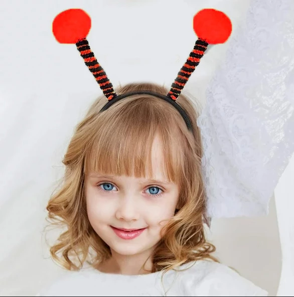 Gösteriler İçin Kırmızı Ponponlu Mega Uğur Böceği Taç 25x11 cm - Resim 2