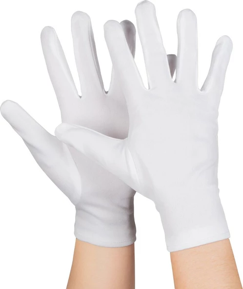 Beyaz Renk Çocuk Boy Likralı Pandomim Eldiveni - Resim 3