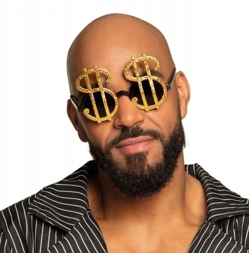 Dolar Temalı Altın Renk Parti Gözlüğü 12x7 cm ürün görseli 1