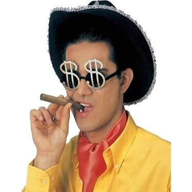 Dolar Temalı Gümüş Renk Parti Gözlüğü 12x7 cm ürün görseli 1