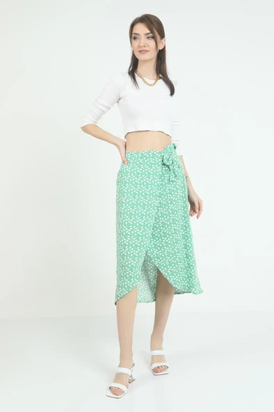 As Collection Yeşil Dokuma Kemer Bağlamalı Kadın Etek ürün görseli 1