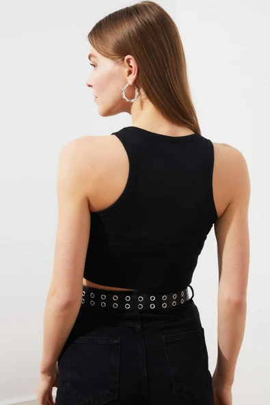 As Collection Siyah Kaşkorse Body Kadın Crop Atlet - 5