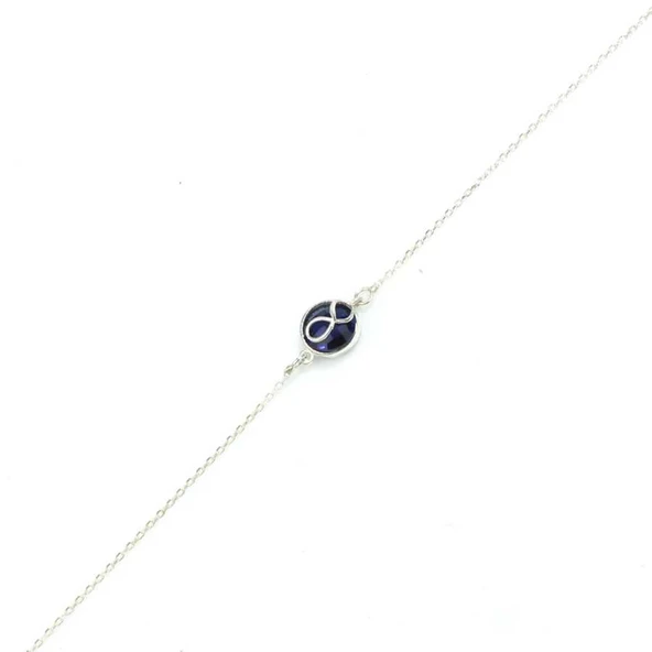 925 Ayar Gümüş Sonsuzluk Safir Bileklik - Resim 2