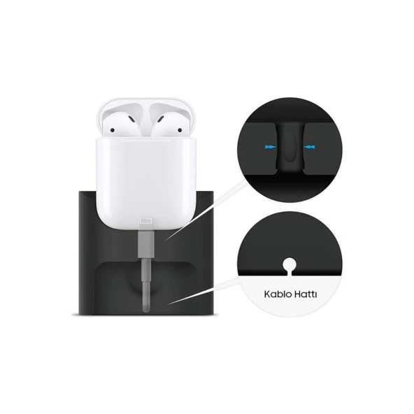 Vendas Airpods Dock Masa Üstü Şarj İstasyonu - Siyah - 4
