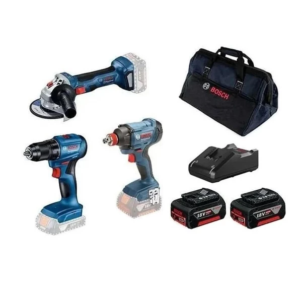 Bosch Professionel GSR 185-LI + GDX 180-LI + GWS 180-LI (2x 4.0 Ah, GAL 18V-40) + RAF toolbag in carton - 0615990N3P