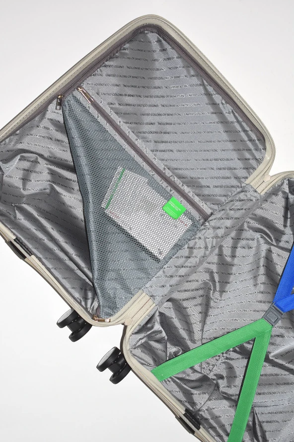United Colors Of Benetton Kabin Boy Kırılmaz Valiz Polipropilen Bej BNT1000 - Resim 4