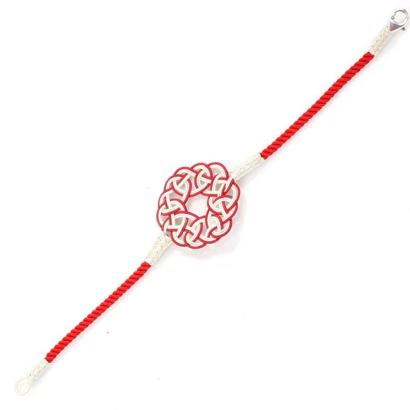 999 Ayar Gümüş Kırmızı Aşk Düğümü Kazaz Bileklik - Resim 3