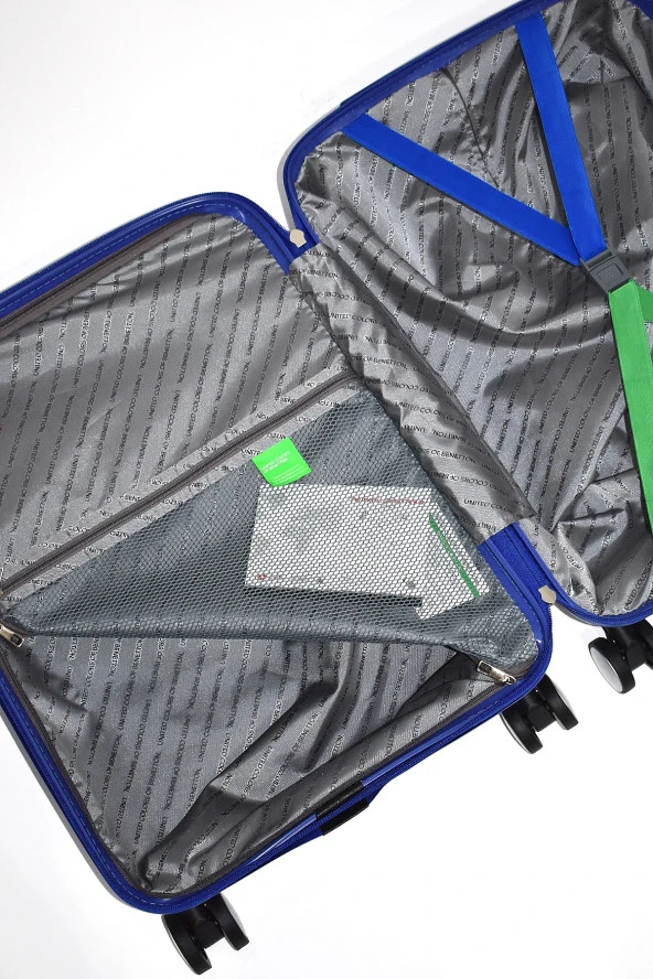 United Colors Of Benetton Kabin Boy Kırılmaz Valiz Polipropilen Mavi BNT1000 - Resim 4