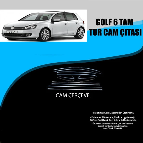 Volkswagen Golf 6 Krom Cam Çerçevesi 12 Parça