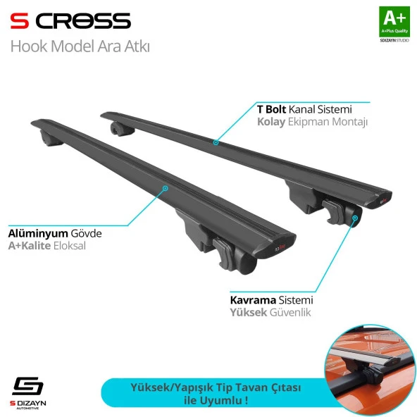 S-Dizayn Universal Hook Anahtarsız Model Siyah Ara Atkı 118 Cm A+ Kalite