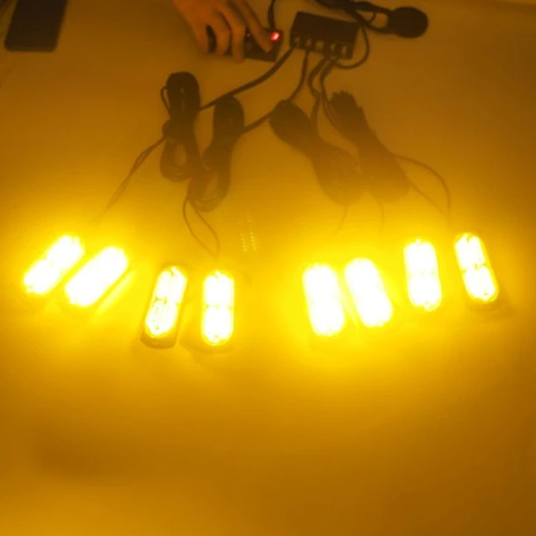 17 fonksiyonlu çakar lamba 12-30v 24 led 8 adet sarı*sarı set / LAPA548-1 - 2