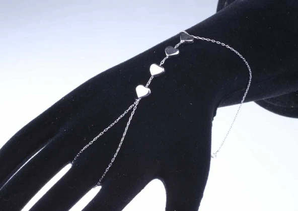 925 Ayar Gümüş 4 Kalpli Aşk Şahmeran Bileklik - Resim 5