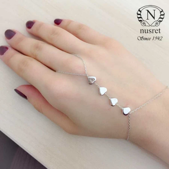 925 Ayar Gümüş 4 Kalpli Aşk Şahmeran Bileklik - Resim 2