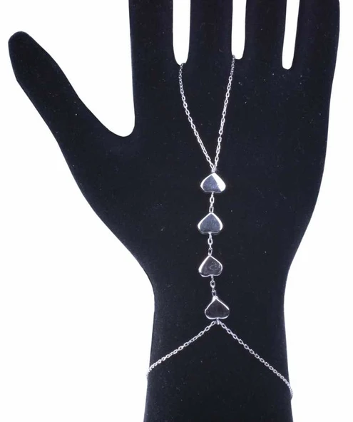 925 Ayar Gümüş 4 Kalpli Aşk Şahmeran Bileklik - Resim 7