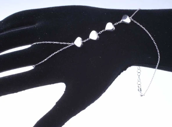 925 Ayar Gümüş 4 Kalpli Aşk Şahmeran Bileklik - Resim 6